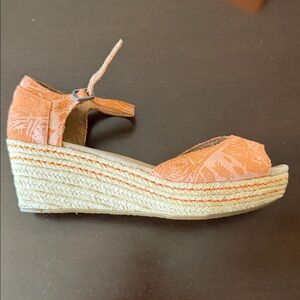 Tom’s Women’s Orange Espadrille Wedge Sandals